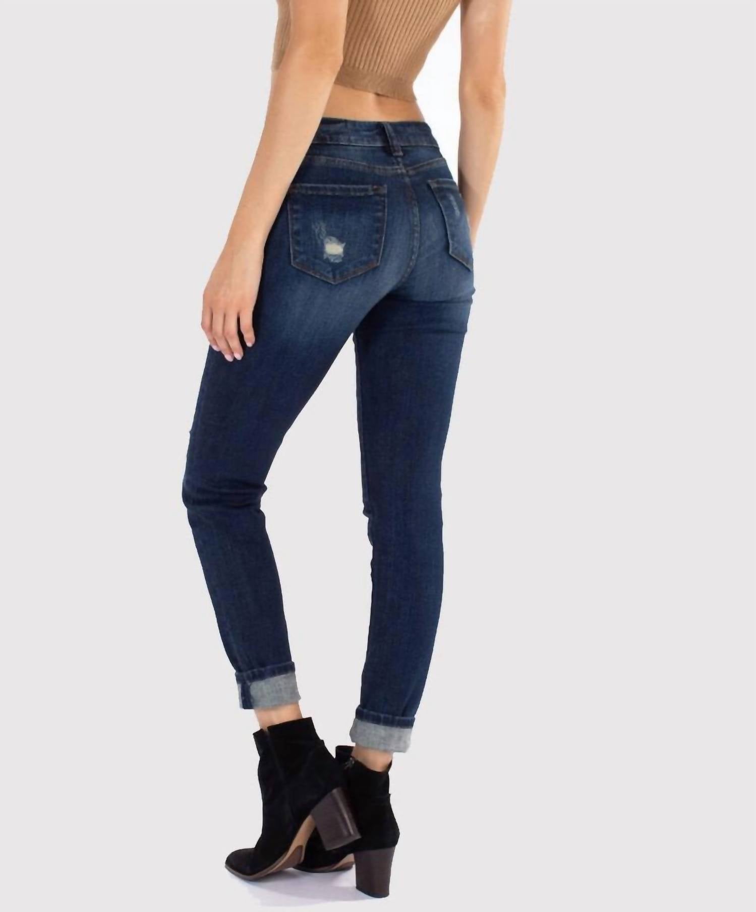 Kancan - MID RISE DISTRESSED ANKLE SKINNY JEAN