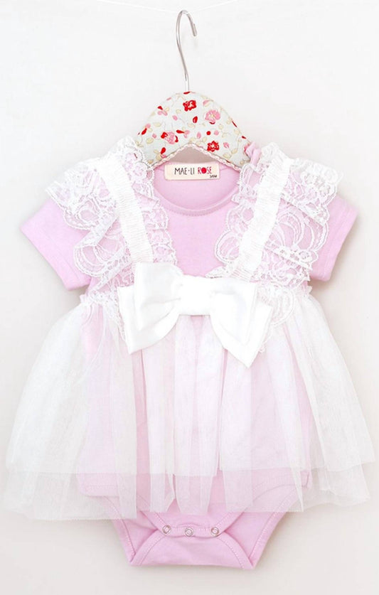 LACE AND BOW ONESIE