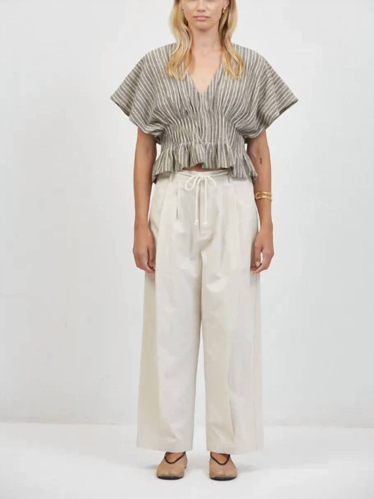 A.Ren - Isla Shirred Peplum Top