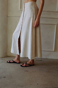 A.Ren - Woven Button Down Midi Skirt