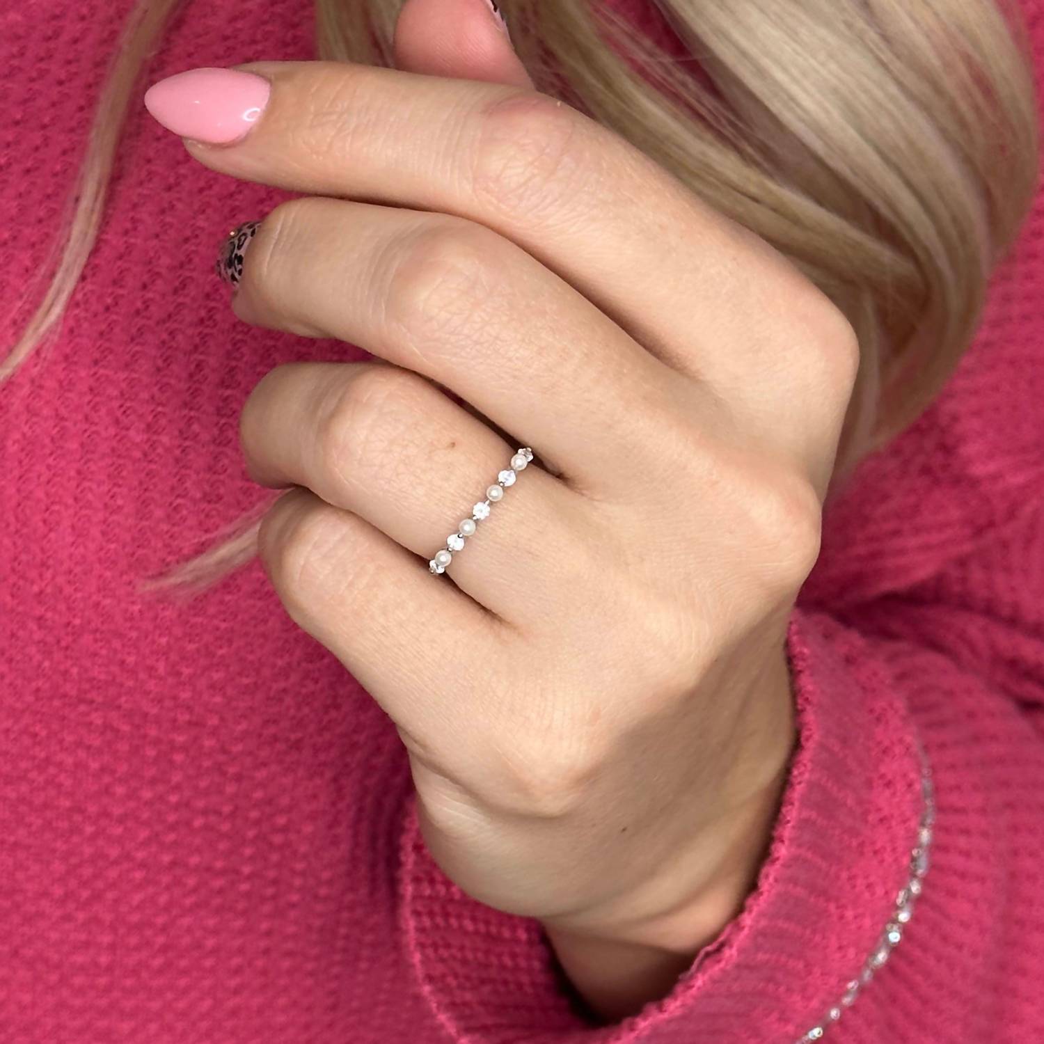 Starlette Women's Rose Stackable Ring in silver - women's jewelry - view 4