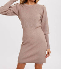Bluivy - Puff Sleeves Sweater Dress