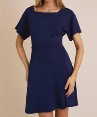 Gilli - Serenity Square Neckline Short Sleeve Flare Skirt Dress