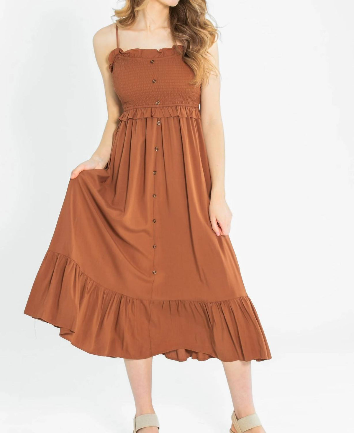 Mikarose - Ruffle Smocked Midi Dress