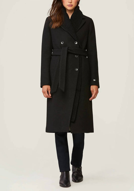 ANYA LONG WOOL COAT WITH KNIT COLLAR