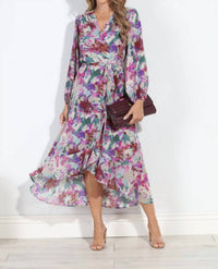 Veronica M - Cassandra Chiffon Ruffle Wrap Dress