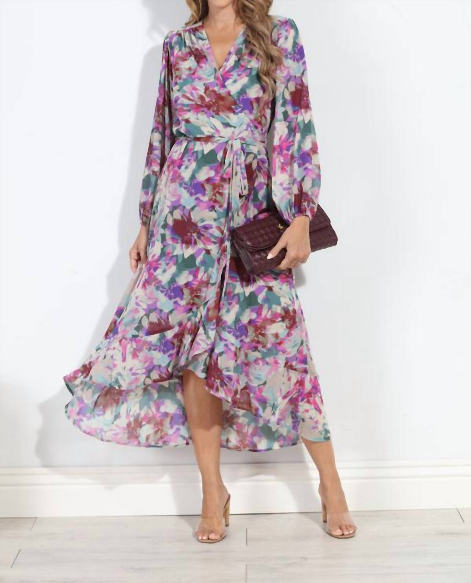 Veronica M - Cassandra Chiffon Ruffle Wrap Dress