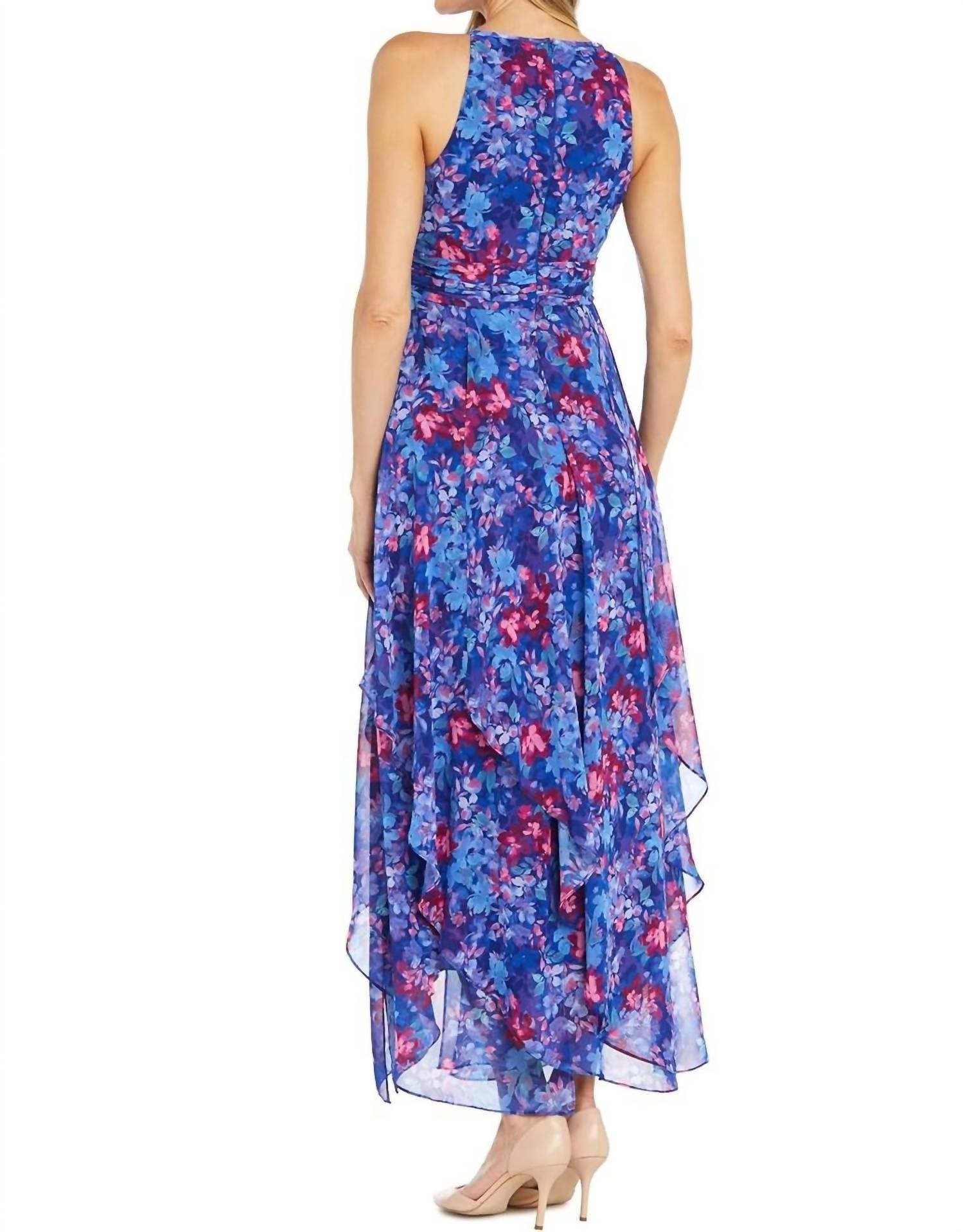 R&M Richards - Long Floral Printed Chiffon Daytime Dress