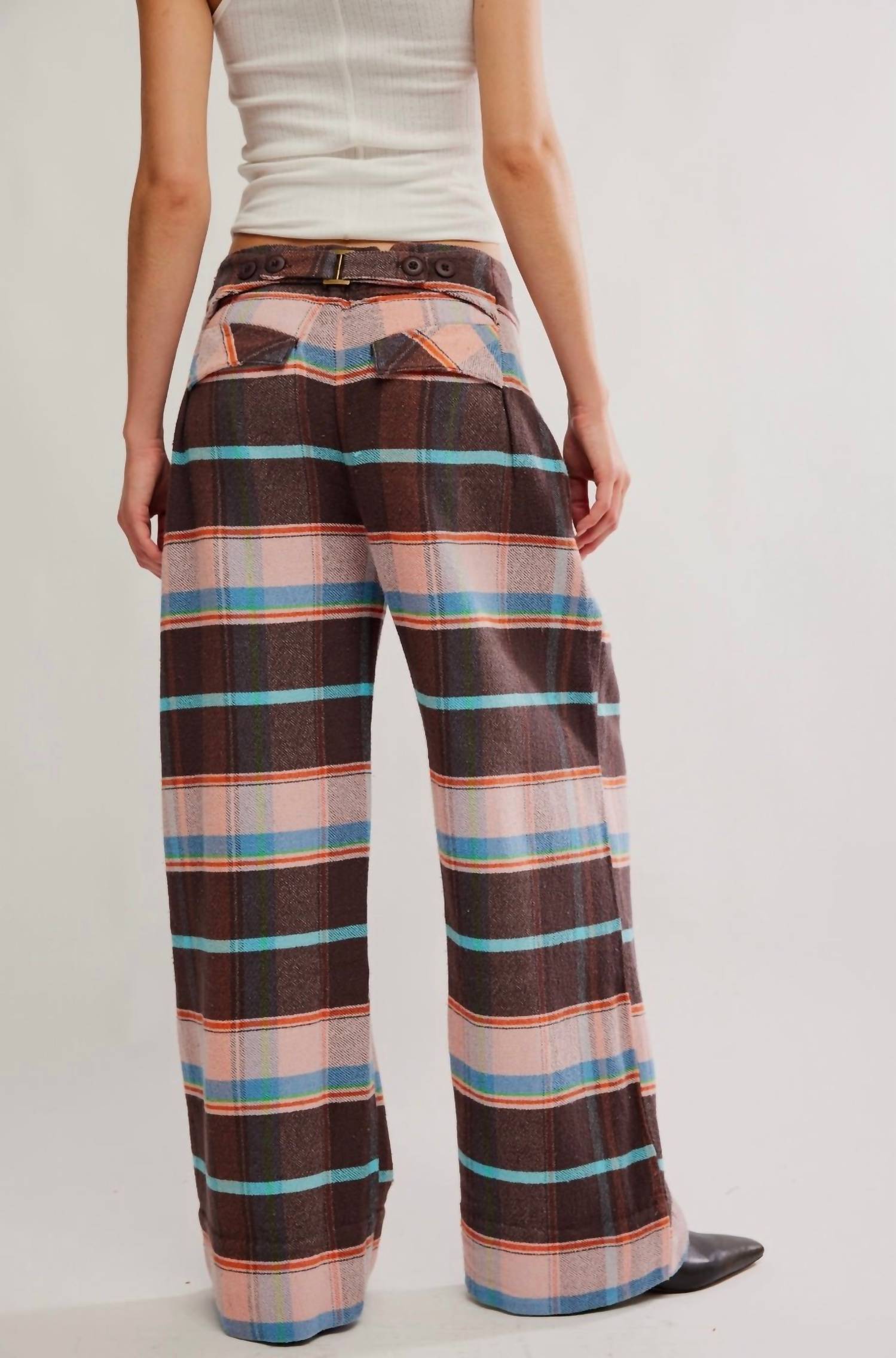Free People - Buckle Back Plaid Bold Trousers