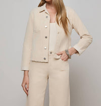 L'Agence Janelle Slim Raw Jacket in french vanilla 2 - women's jacket