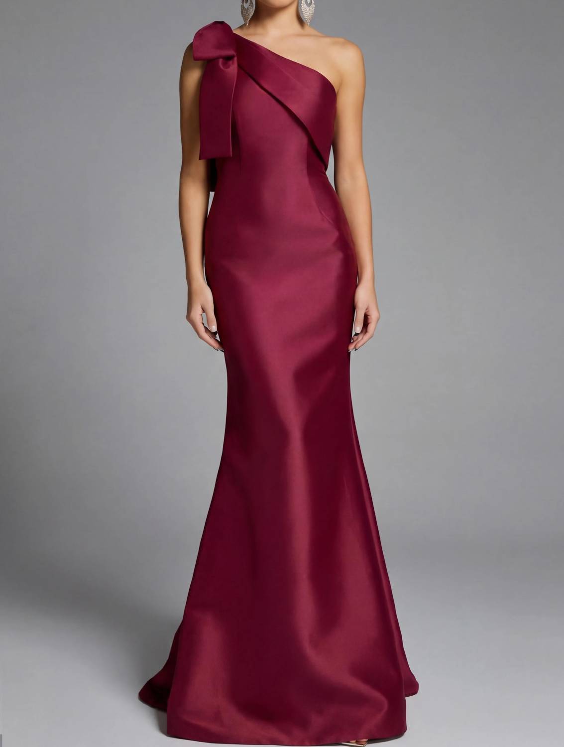 Jovani - One-shoulder Mermaid Gown With Bow Detail