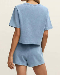 Z Supply - Curran Knit Denim Cropped Sweatshirt