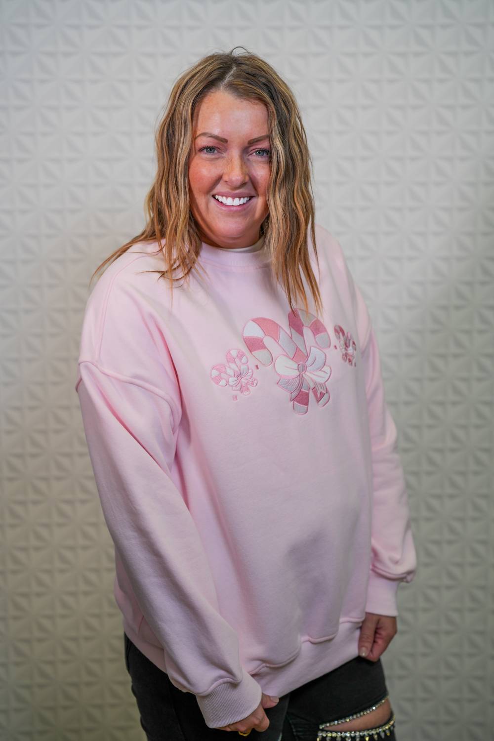 Sunkissed Coconut - Candy Cane Wonderland Embroidered Sweatshirt