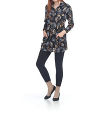 Papillon - Leaf Henley Sweater Dress With Pockets