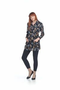 Papillon - Leaf Henley Sweater Dress With Pockets