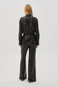 Exquise - Regular Sequin Embellished Lined Wide Leg Pants