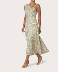 LUSANA Tango Linen Dress in macan - women's dress - alternate view