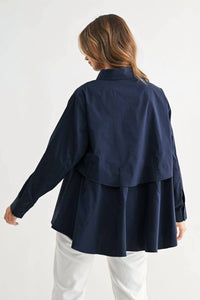 Joh Juellette Pleated Long Sleeve Top in blue - women's blouse - view 4