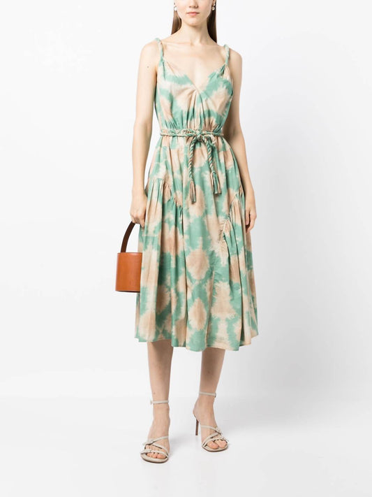 Valentina Tie Dye Cotton Sleeveless Midi Dress