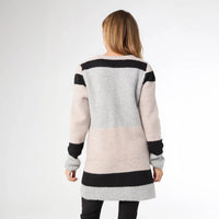 COCO + CARMEN Liz Open Cardigan With Front Pockets in natural black - women's cardigan - detail view