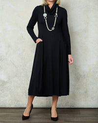 Noen - Long-sleeve Cowl Neck Soft Knit Dress
