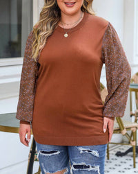 Shop Lala Loo - Floral Paisley Sleeve Ribbed Trip Sweater - Plus
