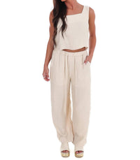 Blu Pepper - Breezy Escape Square Neck Top And Wide Leg Pants Two Piece Set