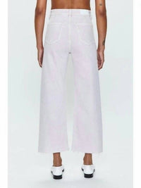 PISTOLA Penny Crop High Rise Wide Leg Denim Pants in lavendar haze snow - women's pants - detail view