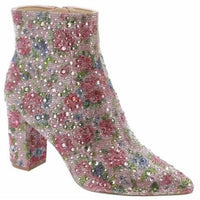 Betsey Johnson Women's Cady Floral Bootie in pink - women's shoe - detail view