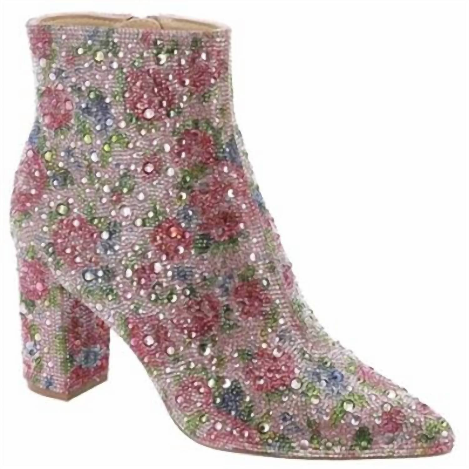Betsey Johnson Women's Cady Floral Bootie in pink - women's shoe - detail view
