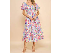 Pinch - Floral Print Short Sleeve Maxi Dress