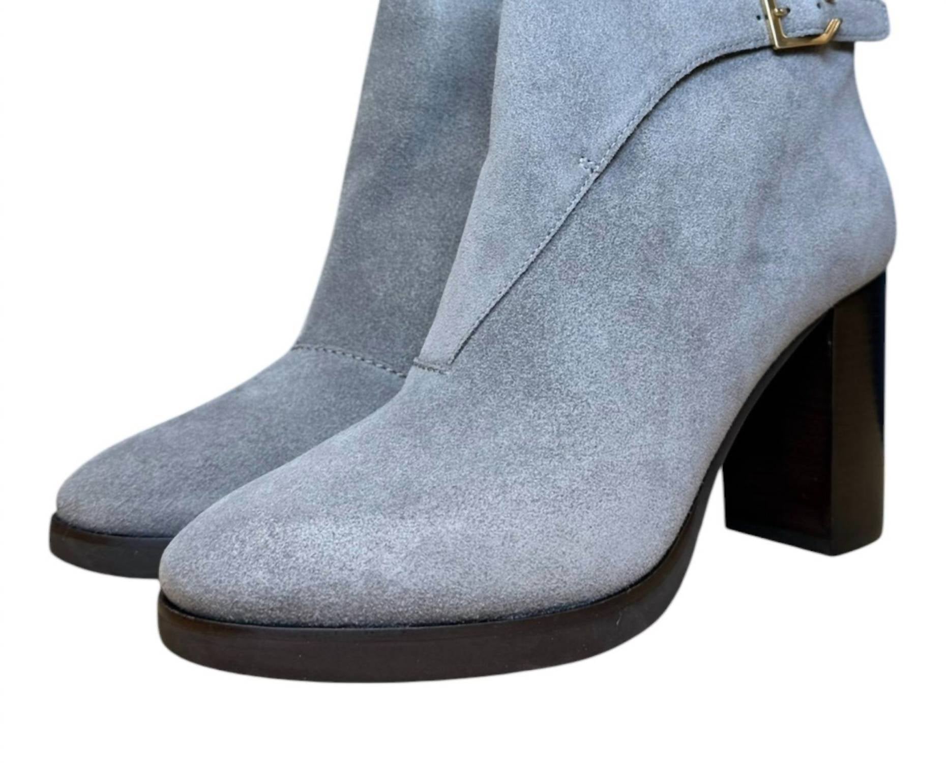 COLE HAAN Women's Harrington Grand Riding Bootie in stormcloud suede - women's shoe