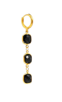 ZENZII Women's Crystal Chain Drop Earrings in black - women's jewelry - detail view