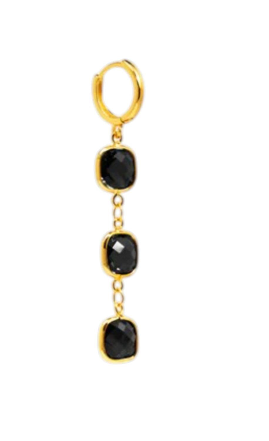 ZENZII Women's Crystal Chain Drop Earrings in black - women's jewelry - detail view