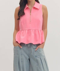 Entro - Sleeveless Collared Blouse