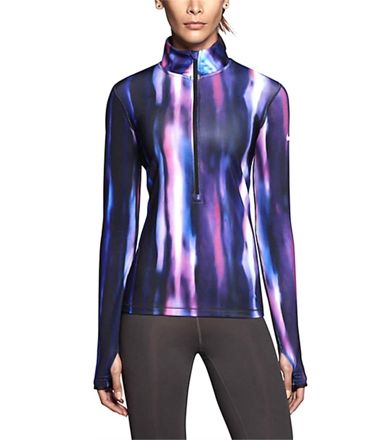 NIKE Pro Hyperwarm Aurora Half-zip Pullover in purple - women's top