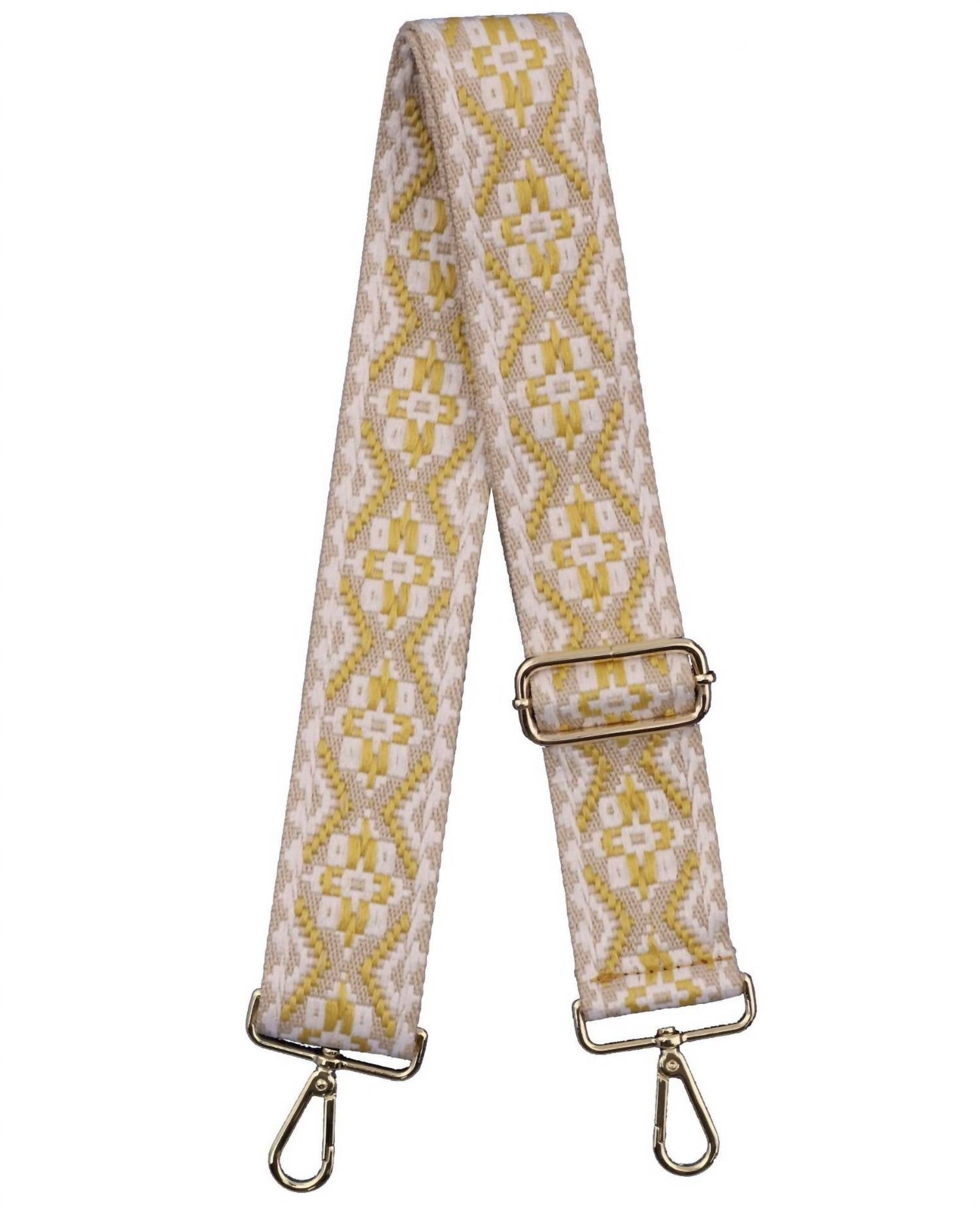 Made in Italy Women's Woven Guitar Style Bag Strap in italy women s woven guitar style bag strap in cream and yellow flower - women's item