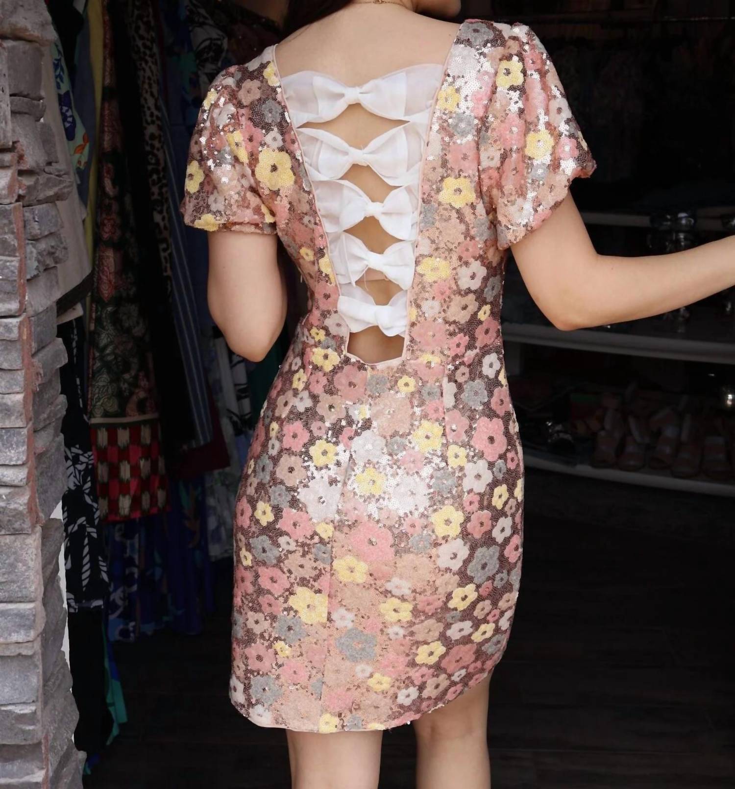 D.Ark - Sequined Floral Mini Dress