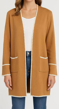 THML Long sleeve mid cardigan in tan - women's cardigan