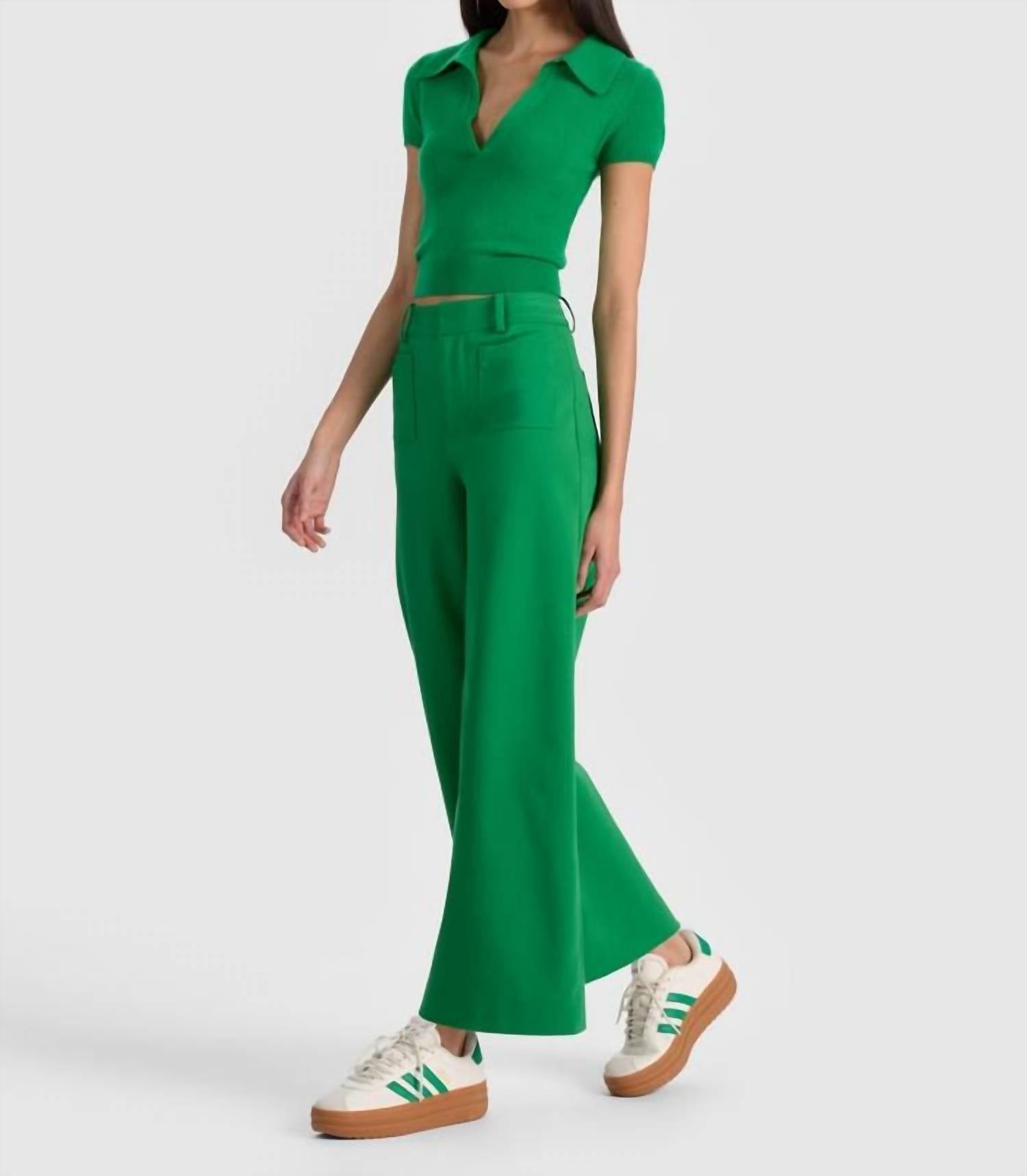alice + olivia Zoe Ankle Trouser in green - women's pants - alternate view