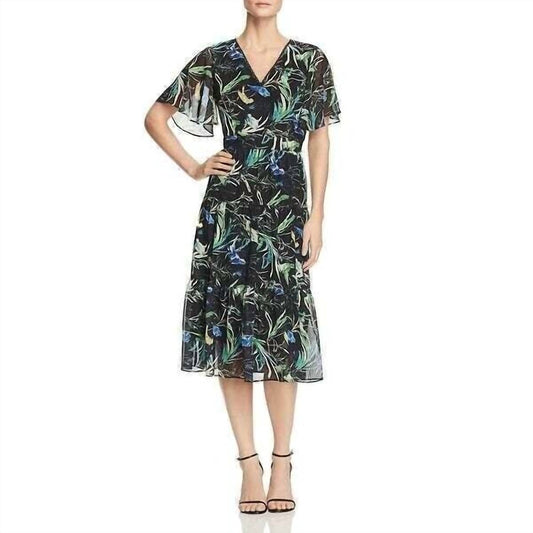 Le Gali - Printed Chiffon Flounce Midi Dress