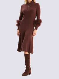 Tyler Boe - Celia Knit Dress With Fur