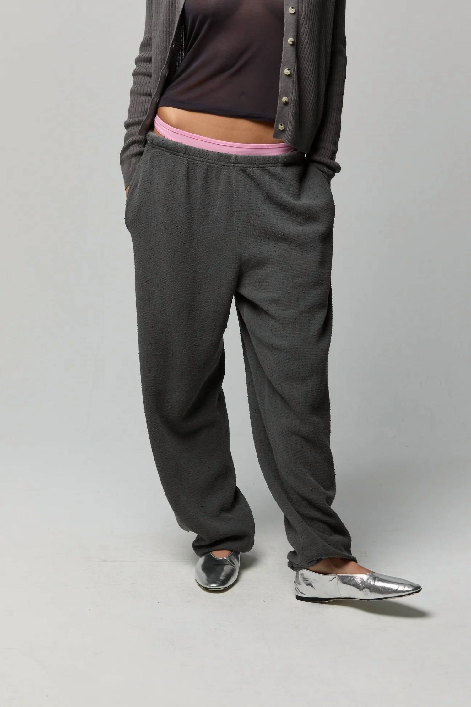 Asher Agnes Boucle Sweatpants in vintage black - women's pants