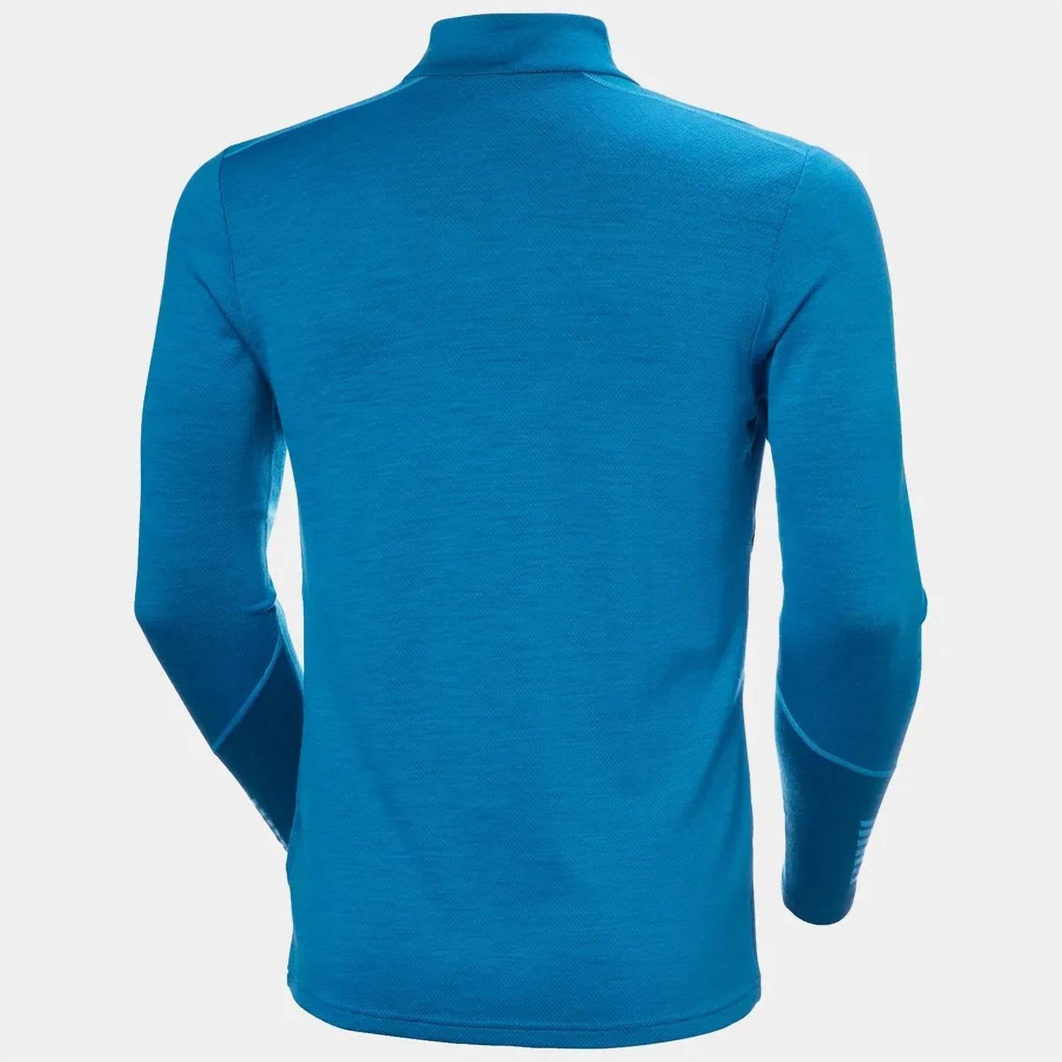Helly Hansen Men's LIFA Merino Midweight 1/2 Zip Top in neptune blue - men's long sleeve top - detail view