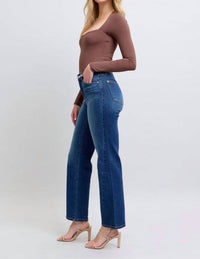 Judy Blue - Mid Rise Side Seam Detail Straight Jeans