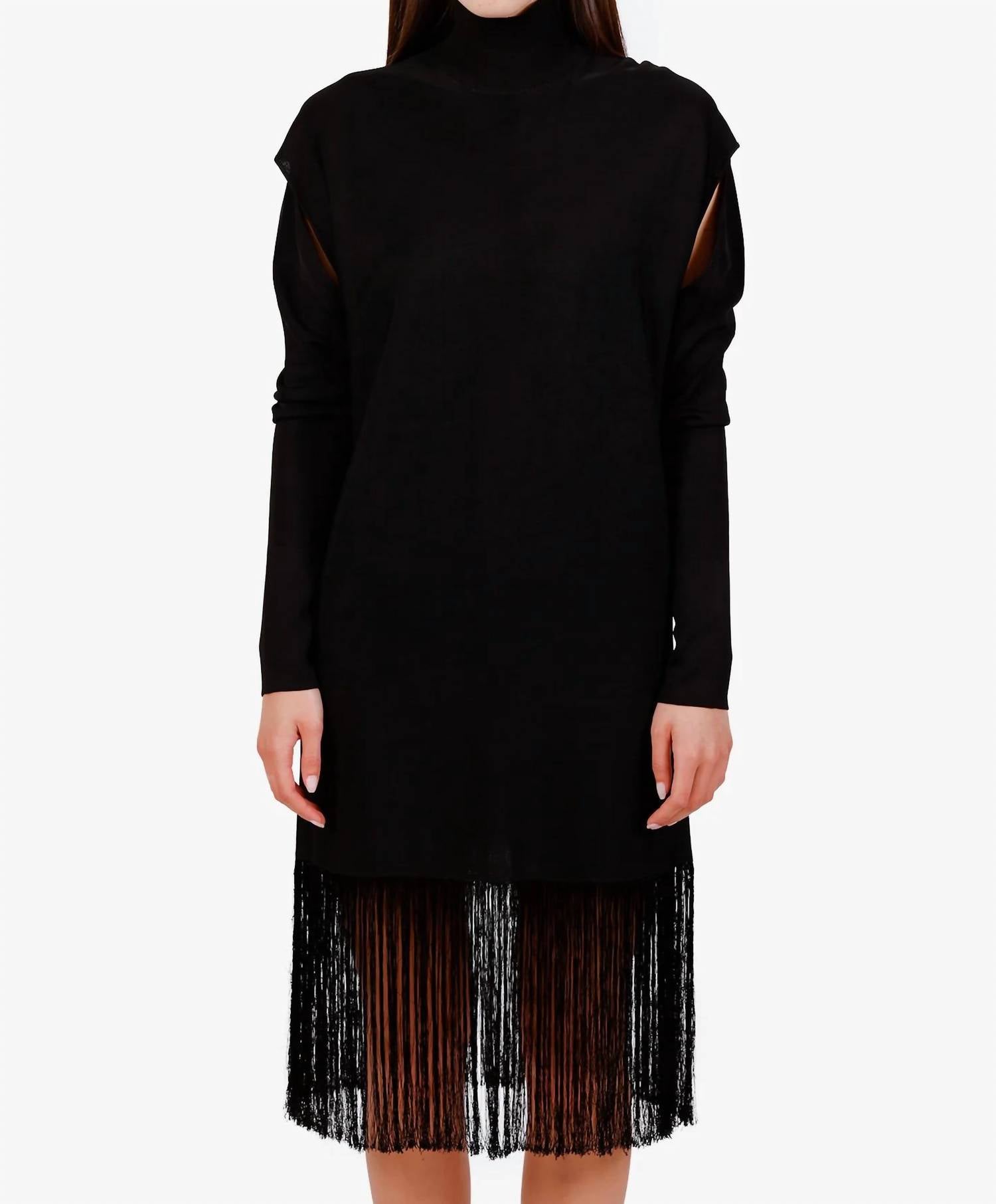 Salvatore Ferragamo - Cutout And Fringe Hem Dress