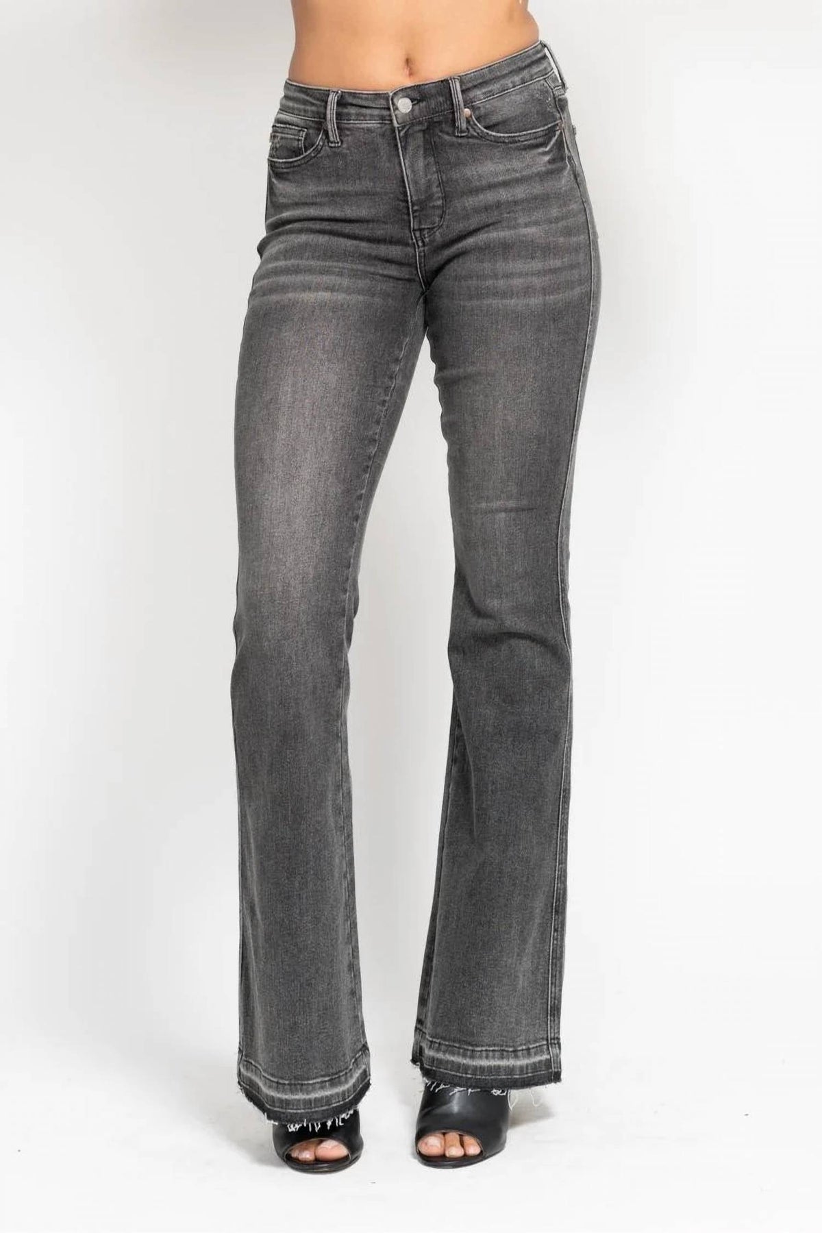 Judy Blue - Mid Rise Tummy Control Hem Flare Jeans