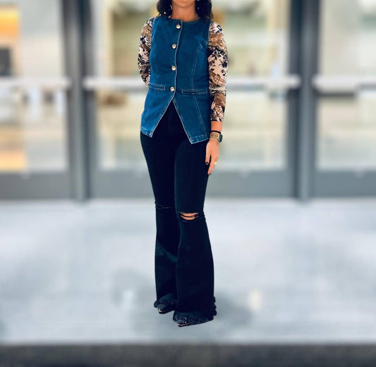 Ee:Some - Dome Button Denim Vest