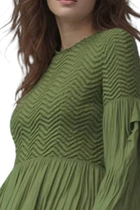 Ellyndale - Pleating Blouse Top With Tuck Sleeve