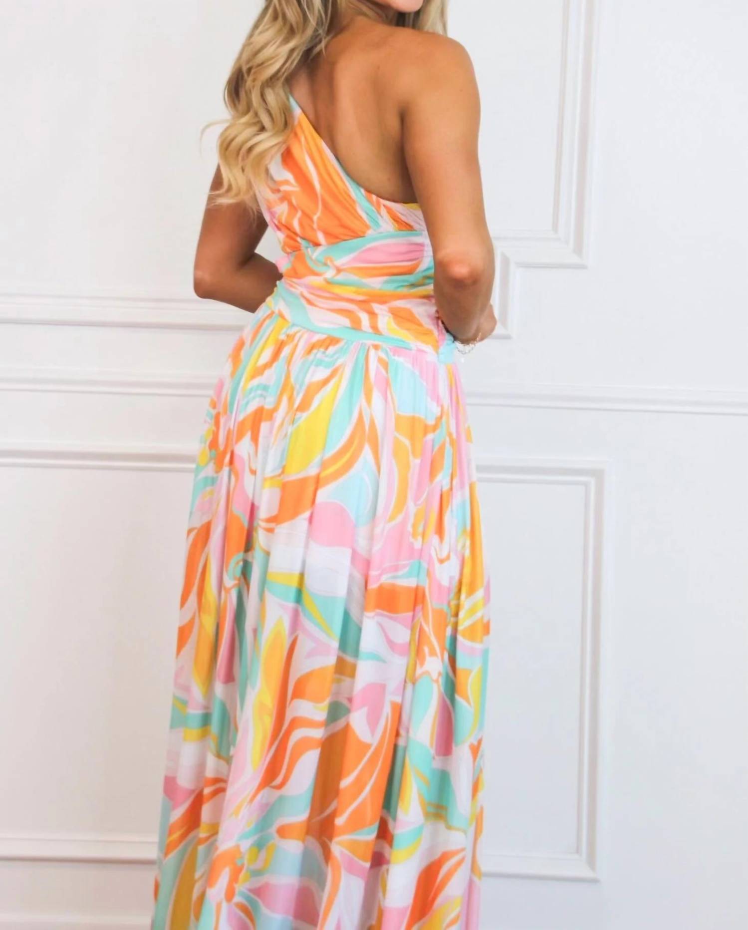 Luxxel - Shoreside Abstract One Shoulder Maxi Dress
